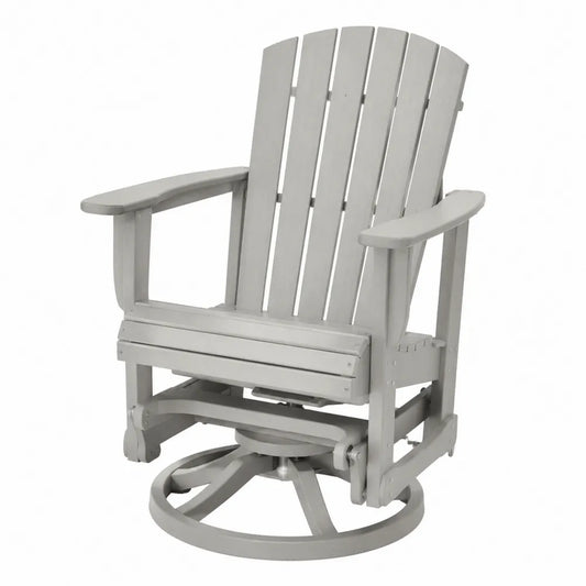 Fauteuil de jardin Adirondack pivotant à bascule 78 x 86 x 104 cm en polyéthylène haute densité gris clair avec accoudoirs