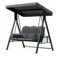Balancelle de jardin 3 places avec toit 188 x 120 x 178 cm acier noir coussins gris anthracite assise suspendue