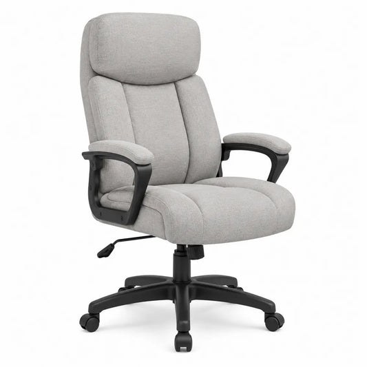 Chaise de bureau pivotante réglable 66 x 70 x 110-120 cm en tissu polyester gris clair avec base en nylon noir